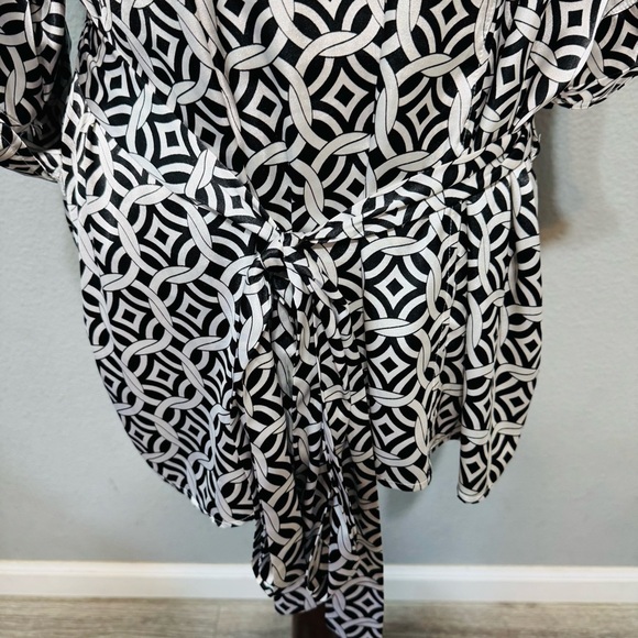 Lane Bryant Plus Women Black & White Oversized Wrap Tunic Formal Shirt Sz 22/24 - Picture 11 of 17
